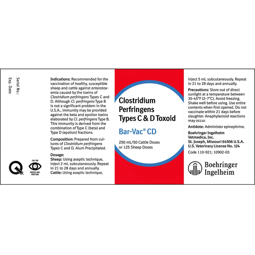 Boehringer Ingelheim Bar-Vac CD Cattle And Sheep Vaccine 4 Boehringer Ingelheim Bar-Vac CD Cattle And Sheep Vaccine - Image 2