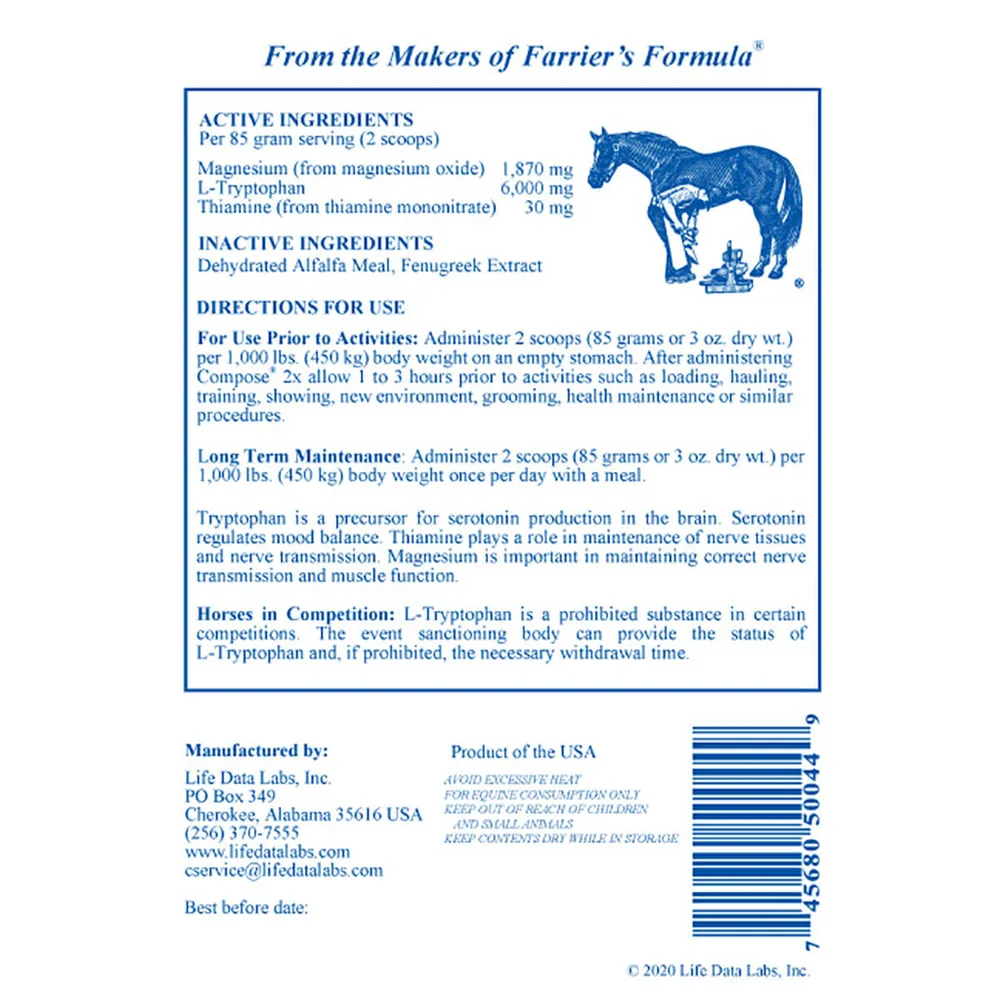 Compose 2x Pelleted Calming Horse Supplement 4 Compose 2x Pelleted Calming Horse Supplement - Image 2