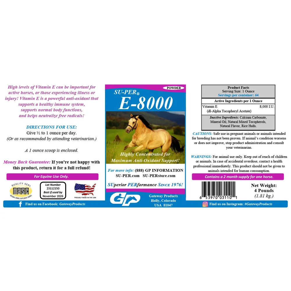 SU-PER E-8000 Powder Horse Supplement 4 SU-PER E-8000 Powder Horse Supplement - Image 2