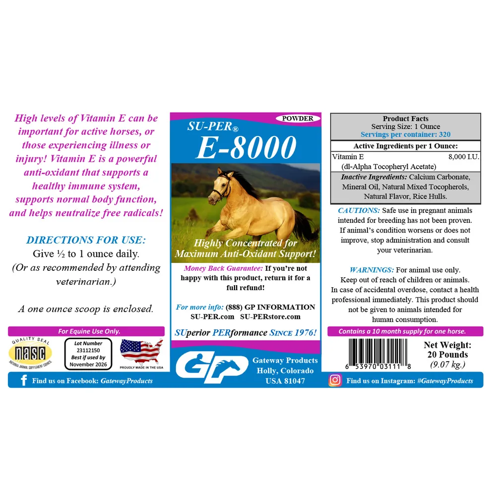SU-PER E-8000 Powder Horse Supplement 5 SU-PER E-8000 Powder Horse Supplement - Image 3