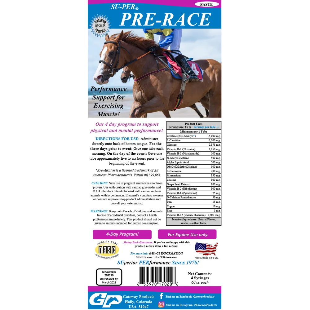 SU-PER Pre-Race Paste Horse Supplement 4 SU-PER Pre-Race Paste Horse Supplement - Image 2